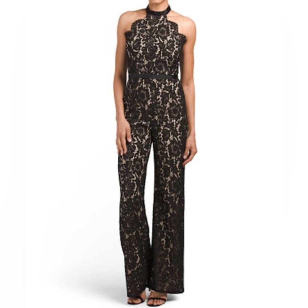 Lotus Threads Floral Lace High Neck Embellished Jumpsuit - NWT Size 6